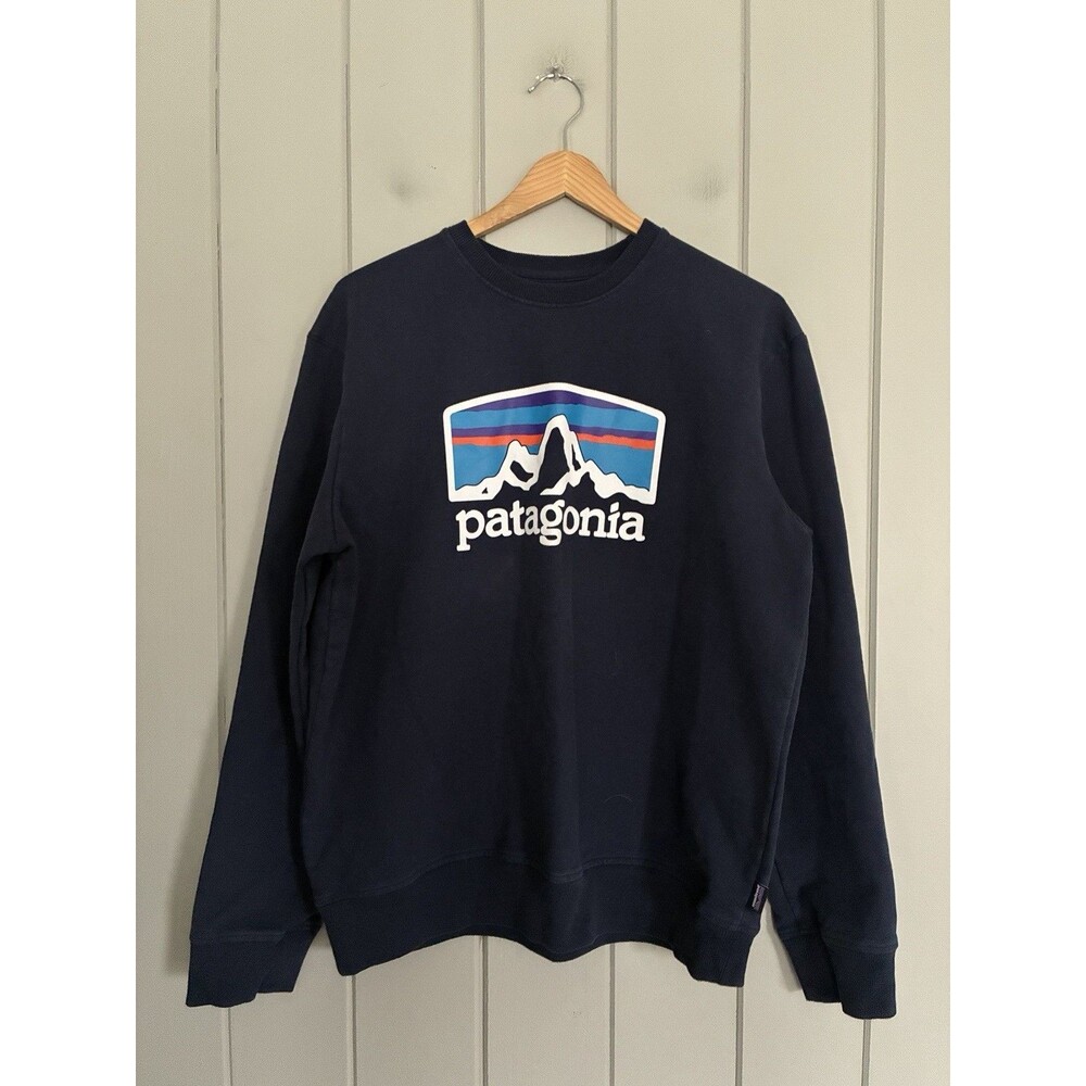 Patagonia Men's Fitz Roy Horizons Uprisal Crew Sweatshirt M Medium Navy Blue